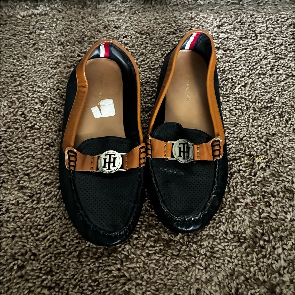 Tommy Hilfiger Black and Brown Women's Loafers